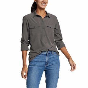 Eddie Bauer Gray Button Down Shirt for Women